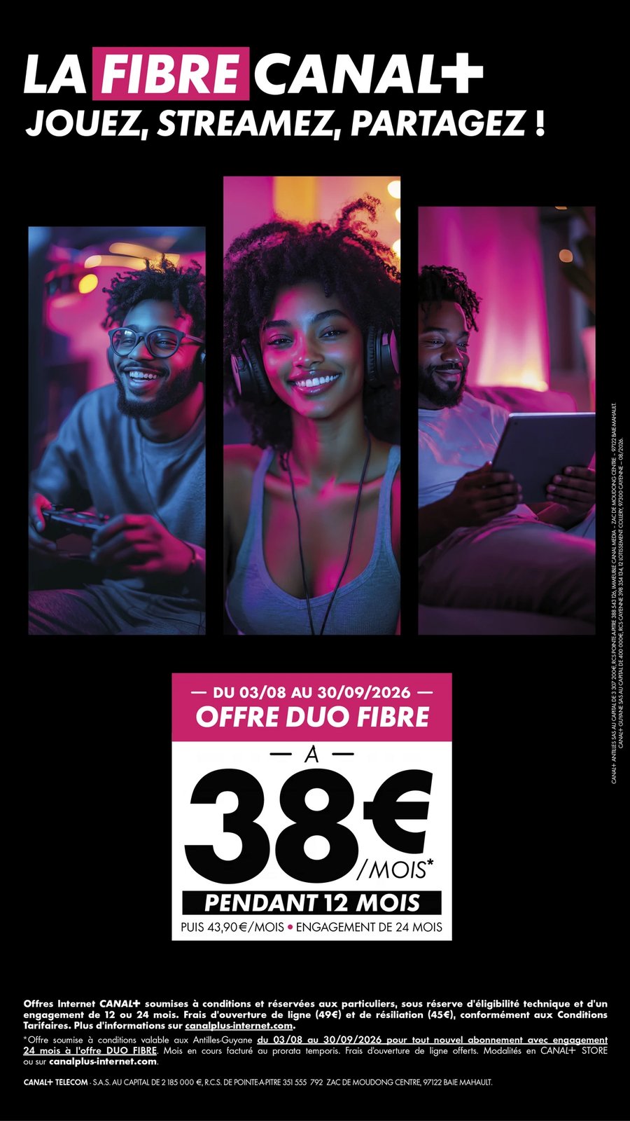 La Fibre Canal+ - Offre DUO FIBRE à 38€/mois pendant 12 mois